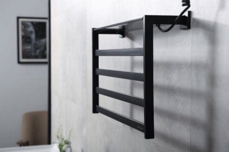 Электрический полотенцесушитель Black&White Universe N-333B 58х35 333BN с полкой Черный матовый 