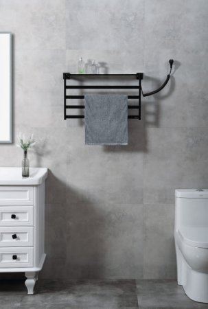 Электрический полотенцесушитель Black&White Universe N-333B 58х35 333BN с полкой Черный матовый 