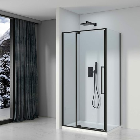 Душевой уголок Black&White Stellar Wind S812 BC 100x100 8121000 профиль Черный матовый стекло прозрачное 