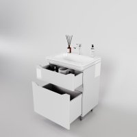 Тумба напольная "Марелла 60" (2 ящ.) Люкс антискрейтч белый матовый, PLUS