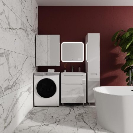 Тумба напольная "Марелла 60" (2 ящ.) Люкс антискрейтч белый матовый, PLUS 