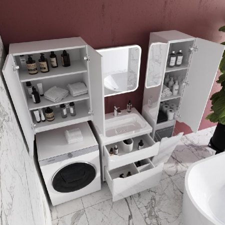 Тумба напольная "Марелла 60" (2 ящ.) Люкс антискрейтч белый матовый, PLUS 