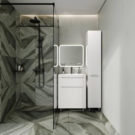 Тумба напольная "Марелла 60" (2 ящ.) Люкс антискрейтч белый матовый, PLUS 