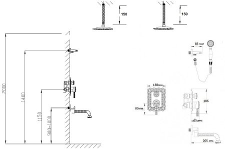 Душевая система Bronze de Luxe Windsor 10137/1DF Бронза 