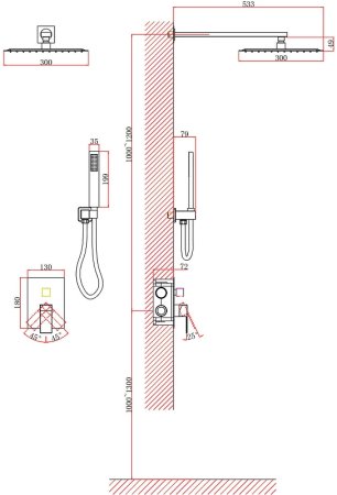 Душевая система D&K Bayern Liszt DA1515706A04 Серый графит 