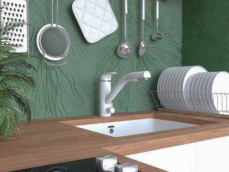 Смеситель Paulmark Hessen He213017-431 для кухонной мойки, белый матовый 