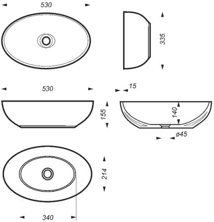 Раковина-чаша Sanita Luxe Ringo 53 RNGSLWB01 Белая 