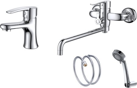 Комплект для ванной D&K Rhein Valerius DA1360003SET 3 в 1, два смесителя + душевой гарнитур 