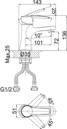 Комплект для ванной D&K Rhein Valerius DA1360003SET 3 в 1, два смесителя + душевой гарнитур 