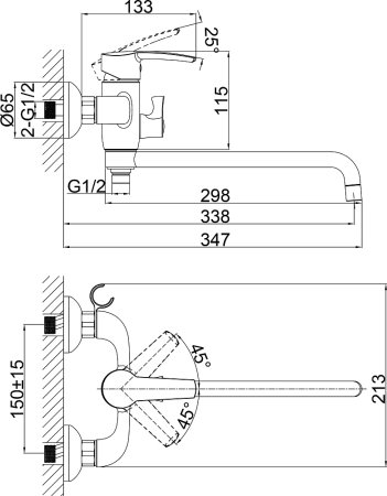 Комплект для ванной D&K Rhein Valerius DA1360003SET 3 в 1, два смесителя + душевой гарнитур 