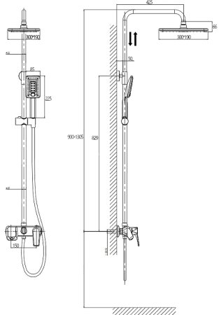 Душевая система Rush Nevis NE1735-40Black Черная матовая 