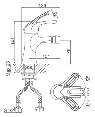 Смеситель D&K Eucharius Rhein DA1372201 для биде 