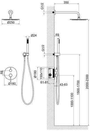 Душевая система Timo Saona SX-2369/17SM Золото матовое 