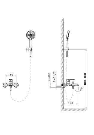 Смеситель для ванной AltroBagno Diretto 0209 Bi белый 