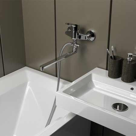 Смеситель для ванны Paini Creta 42CR119CAKM универсальный Хром 