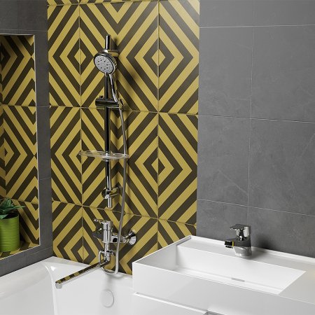 Смеситель для ванны Paini Creta 42CR119CAKM универсальный Хром 