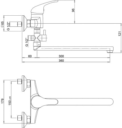 Смеситель для ванны Paini Creta 42CR119CAKM универсальный Хром 