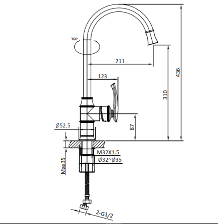 Смеситель для кухни AltroBagno Beatrice 05.03 Cr хром 
