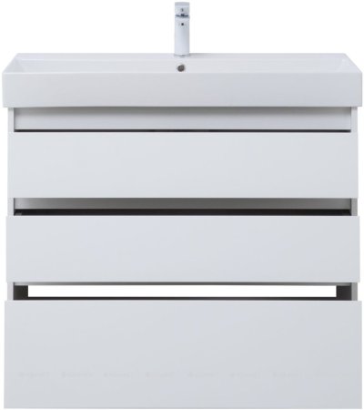 Тумба с раковиной Aquanet Nova Lite 100 белый глянец (3 ящика) 
