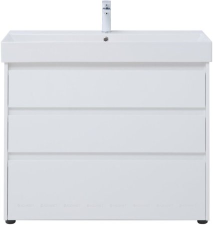 Тумба с раковиной Aquanet Nova Lite 100 белый глянец (3 ящика) 