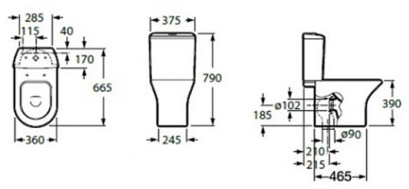 Унитаз компакт Roca Leon 342649000 без бачка и сиденья 