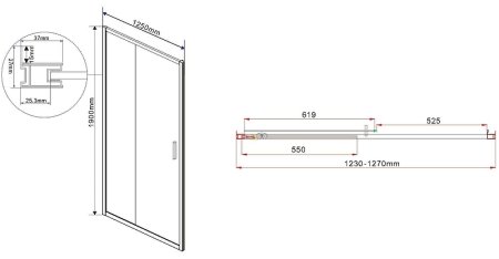Душевая дверь Vincea Garda 125 VDS-1G125CL профиль Хром стекло прозрачное 