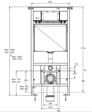 Инсталляция Azario AZ-8010-1000 для унитаза без клавиши смыва 
