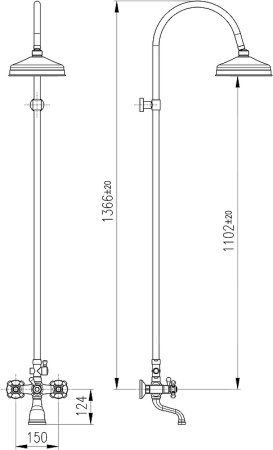 Душевая система Rav Slezak Morava retro MK559.5/3SM Бронза 