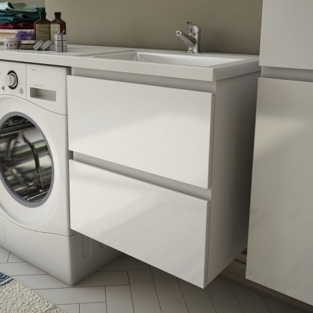 Тумба с раковиной Эстет Dallas Luxe 130 подвесной 2 ящика, (правый) 