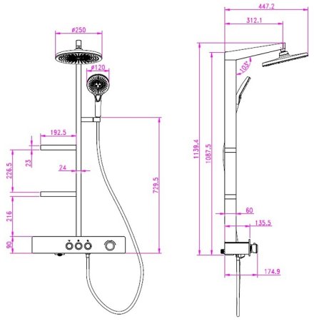 Душевая система AQUAme AQM8005W с термостатом Белая матовая 