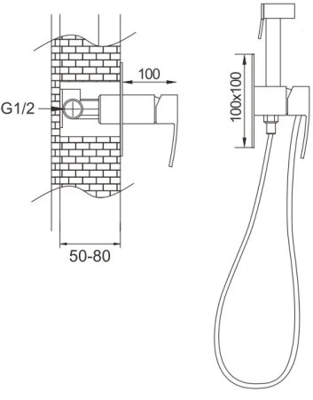 Гигиенический душ со смесителем Rose R1505F, белый/хром 