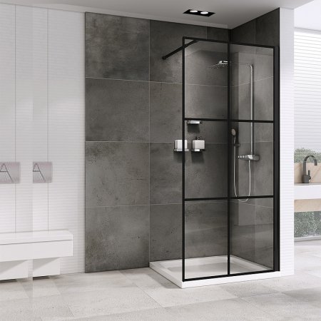 Душевая перегородка Abber Immer Offen 120 AG62120B профиль Черный стекло прозрачное 