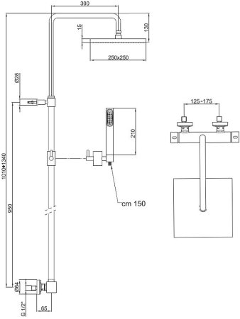 Душевая система Webert Pegaso PE980507010METAL с термостатом Золото 
