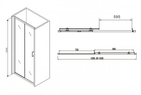 Душевая дверь Abber Schwarzer Diamant 160 AG30160B профиль Черный стекло прозрачное 