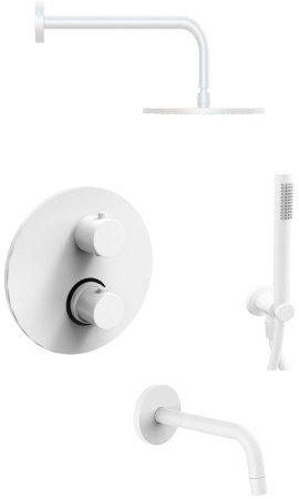 Душевая система Paffoni Light KITLIQ019BO046KING с термостатом Белая матовая 