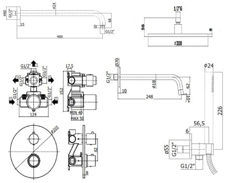 Душевая система Paffoni Light KITLIQ019BO046KING с термостатом Белая матовая 