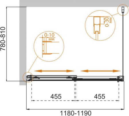 Душевой уголок Cezares Tandem Soft AH-2-120/80-C-Cr-IV стекло прозрачное 