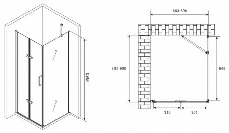 Душевой уголок Abber Zart 70x90 AG08070P-S91 профиль Хром стекло прозрачное 