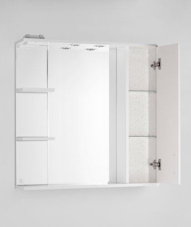 Зеркало со шкафом Style Line Эко фьюжн Панда 80 С с подсветкой Белый глянец 