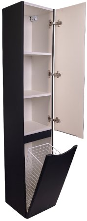 Шкаф пенал Style Line Бергамо 30 R СС-00002331 с бельевой корзиной Черный антискрейтч 