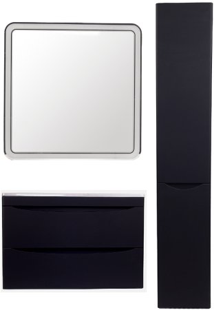 Шкаф пенал Style Line Бергамо 30 R СС-00002331 с бельевой корзиной Черный антискрейтч 