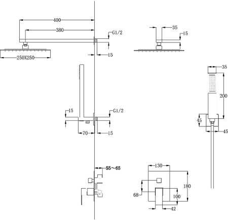 Душевая система Abber Daheim AF8219G Золото матовое 