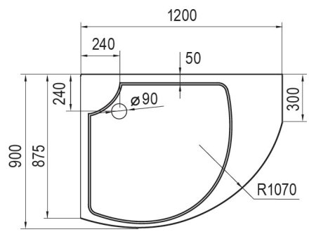 Акриловый поддон Cezares Tray Triumph ассиметричный L 