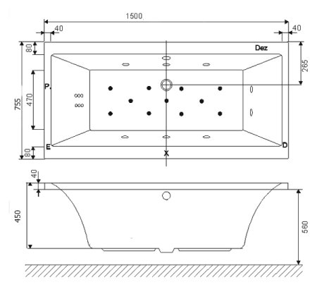 Акриловая ванна Excellent Pryzmat 150x75 