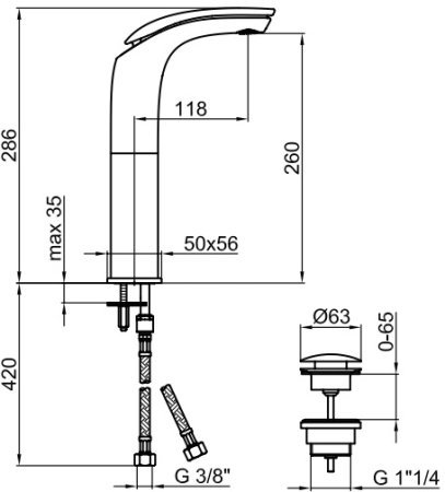 Смеситель для раковины Webert Aria AI830402560, черный 
