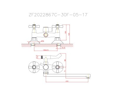 Смеситель для ванны длинный излив30F HAIBA CRON CN2142 