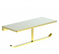 Двойной держатель для туалетной бумаги с полкой WONZON & WOGHAND, Глянцевое золото (WW-9156-LG)