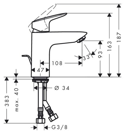 Смеситель Hansgrohe Logis 71100000 для раковины 