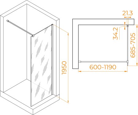 Душевая перегородка RGW WA-001 700 
