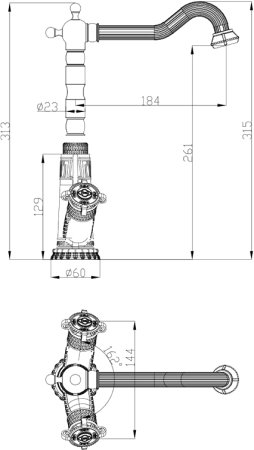 Смеситель для кухонной мойки Zorg Antic A 3006K-BR 